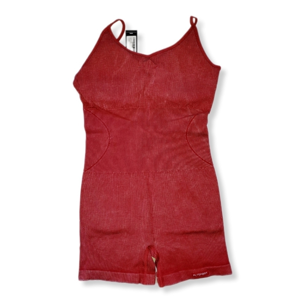 NWT PrettyLittleThing Red Acid Wash Seamless Gym Unitard Sz XXL